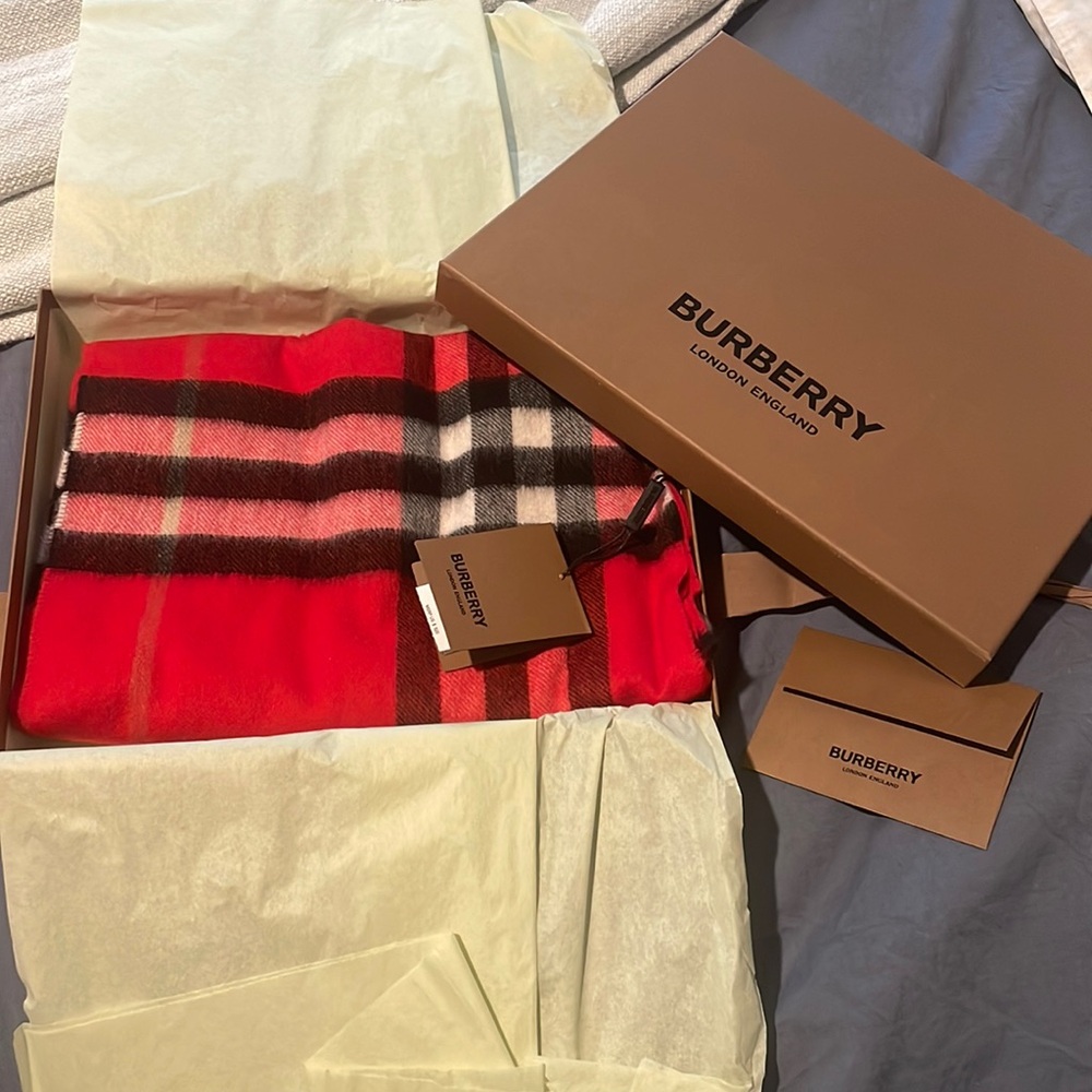 Brand new Burberry red checkered scarf